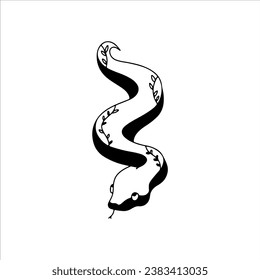 ilustración vectorial de serpiente con hojas