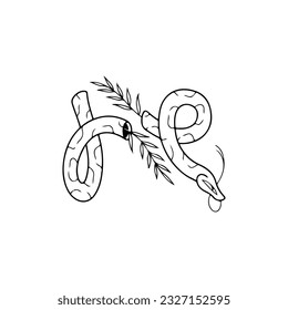 vector illustration of snake with leaves concept