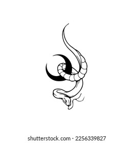 vector illustration of a snake with a moon