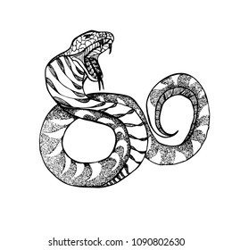 Vector illustration of a snake, pointeer, tattoo