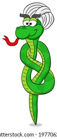 vector illustration of a snake practicing yoga