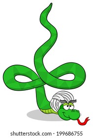 vector illustration of a snake practicing yoga