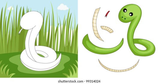 Una ilustración vectorial de un rompecabezas de serpiente