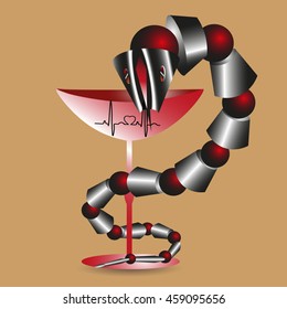 Vector illustration of a snake with a red bowl
Drawing colorful kite with a red bowl and cardiogram techno style can be used as a medical symbols