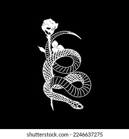 vector illustration of a snake and a rose