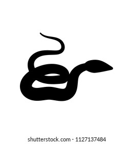 Vector illustration. Snake shape icon. Snake silhouette illustration. Black serpent isolated on a white background