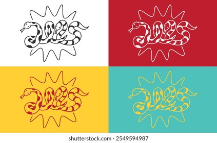 Vector illustration of snake shape number 2025. Snake silhouette design combined as a numerical symbol for Chinese new year 2025