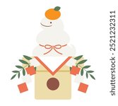 vector illustration of a snake shaped Japanese Kagami mochi, the Chinese or Japanese zodiac sign for 2025