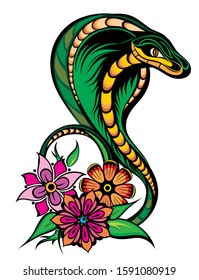 Vector illustration of snake tattoo style