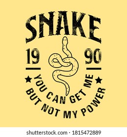 VECTOR ILLUSTRATION OF A SNAKE WITH TEXT, PRINT FOR CLOTHES, SLOGAN PRINT VECTOR