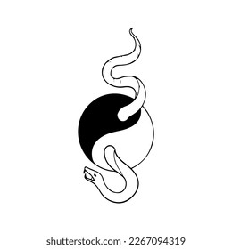 vector illustration of snake with yin yang concept
