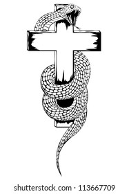 Vector illustration snakes twists cross on  white background