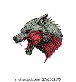 Vector illustration of a snarling dire wolf head