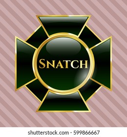 Vector illustration of Snatch gold shiny emblem icon in green.
