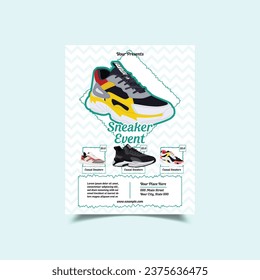 Ilustración vectorial de la plantilla de volante de eventos de Sneaker