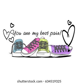 Vector illustration with sneakers.