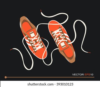 Vector illustration of sneakers. Can be used for print posters or cards, sport infographics and other