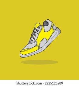 vector illustration of sneakers with a combination of yellow and white colors. suitable as icons, wallpapers, etc.