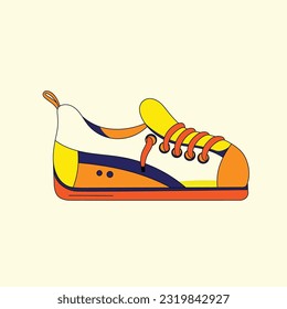 Vector illustration of sneakers in flat style on solid light background. Sneakers in cartoon style. Can be used for posters, flyers and websites.
