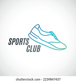 Vector illustration of sneakers in a line style. Sneakers template for sports clubs, shops, competitions. Sports shoes icon.
