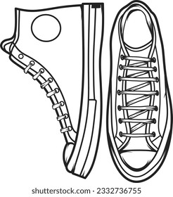 vector illustration of sneakers sketch isolated on white background