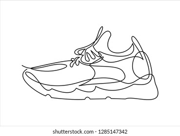 Vector illustration sneakers  Sports shoes in line style  Continuous one line