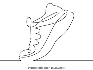Vector illustration sneakers  Sports shoes in line style  Continuous one line