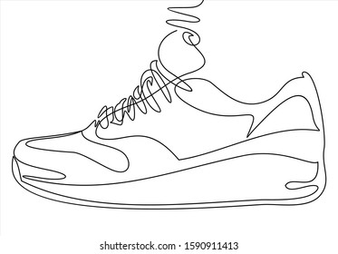 Vector illustration sneakers  Sports shoes in line style  Continuous one line
