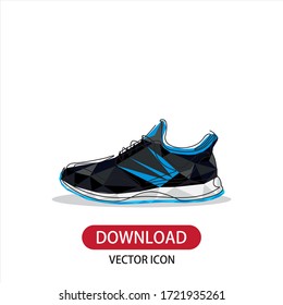 Vector illustration of sneakers. Sports shoes in a line style. Continuous one line