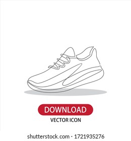 Vector illustration of sneakers. Sports shoes in a line style. Continuous one line