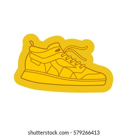 Vector illustration of sneakers. Sports shoes in a line style. Advertisements, brochures, business templates. Isolated on a white background