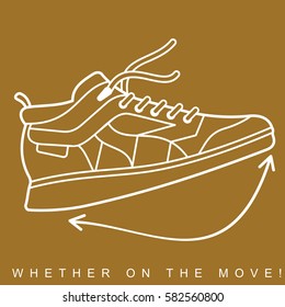 Vector illustration of sneakers. Sports shoes in a line style. Advertisements, brochures, business templates. Isolated on a color background