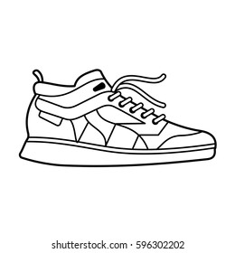 Vector illustration of sneakers. Sports shoes in a line style. Advertisements, brochures, business templates. Isolated on a white background