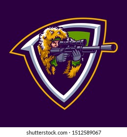 Vector illustration of sniper mascot
