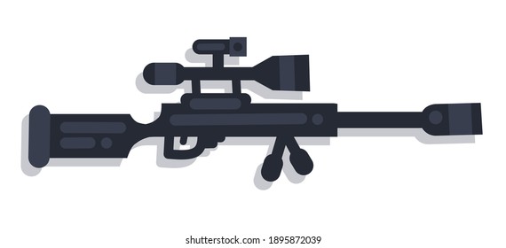 ilustración vectorial de un arma de rifle de francotirador.  diseño plano minimalista