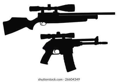 Vector illustration of sniper weapon silhouette  (High detail)