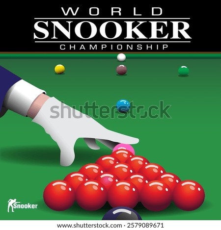 Vector illustration of snooker championship and referee setting up balls.