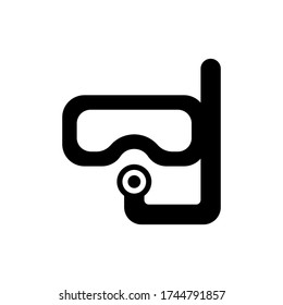 Vector illustration of snorkel glasses icon or logo use black color and glyph design style