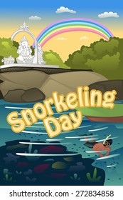 A vector illustration of snorkeling poster