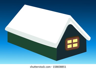 Vektorgrafik eines schneebedeckten Hauses