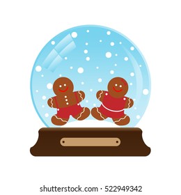 Vector illustration of a snow globe with Christmas cookies