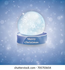 Vector illustration of a snow globe Christmas Christmas object isolated on a blue background
