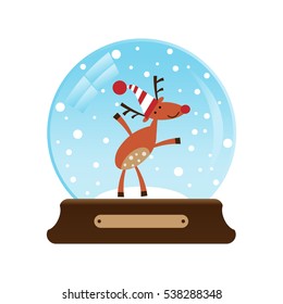 Vector illustration of a snow globe with deer