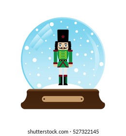 Vector illustration of a snow globe with nutcracker