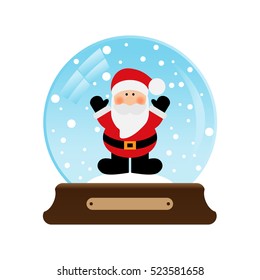 Vector illustration of a snow globe with Santa Claus