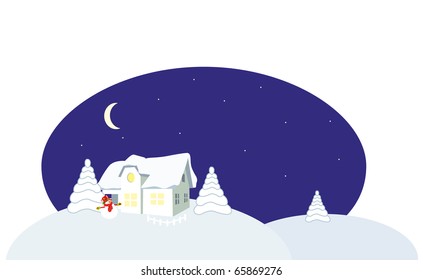vector illustration - snow home