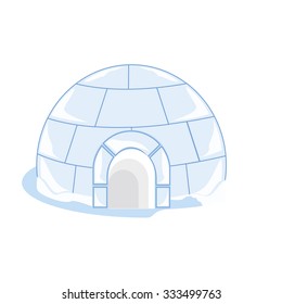 Vector illustration snow or ice house igloo. House made from ice blocks