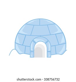 Vector illustration snow or ice house igloo. House made from ice blocks