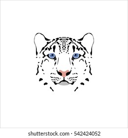 Vector illustration of a snow leopard head. Suitable as tattoo, team mascot, symbol for zoo or animal preservation center.