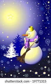 vector illustration of snow man